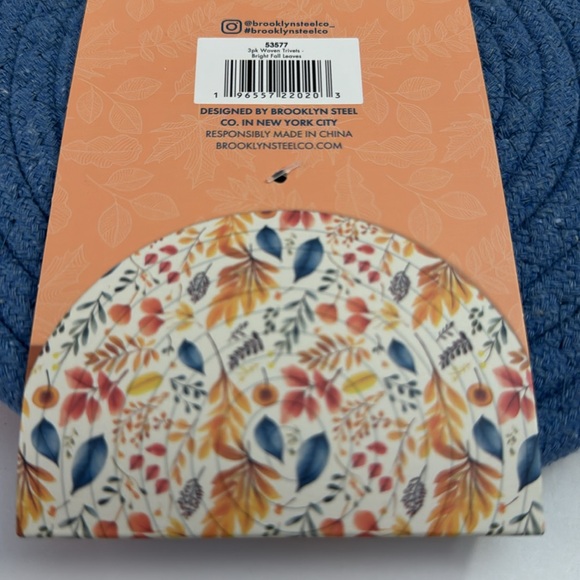 3pc BKLYN Steel Co. Round Woven Trivet Set - Bright Fall Leaves - 8” In Dia… - Picture 4 of 6